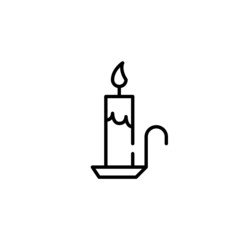 Burning candle Halloween pixel perfect, editable stroke line art icon