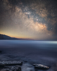 Fototapeta na wymiar Milky Way Stars landscape by the sea