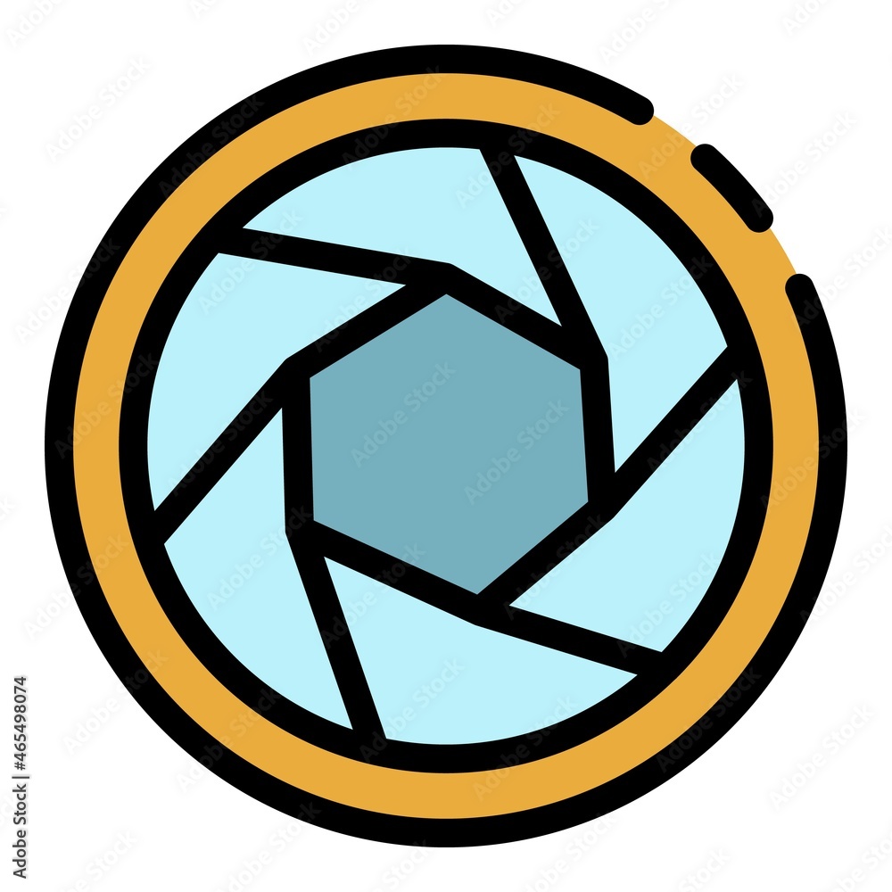 Poster camera shutter icon. outline camera shutter vector icon color flat isolated