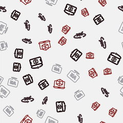 Set line 3d modeling, 360 degree view, Virtual reality and on seamless pattern. Vector