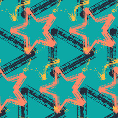 Seamless pattern, abstract background triangle star geometric shape, graffiti vector
