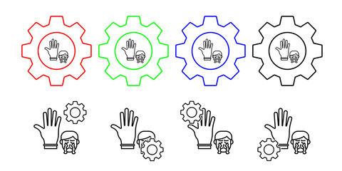 Latex, allergic face vector icon in gear set illustration for ui and ux, website or mobile application