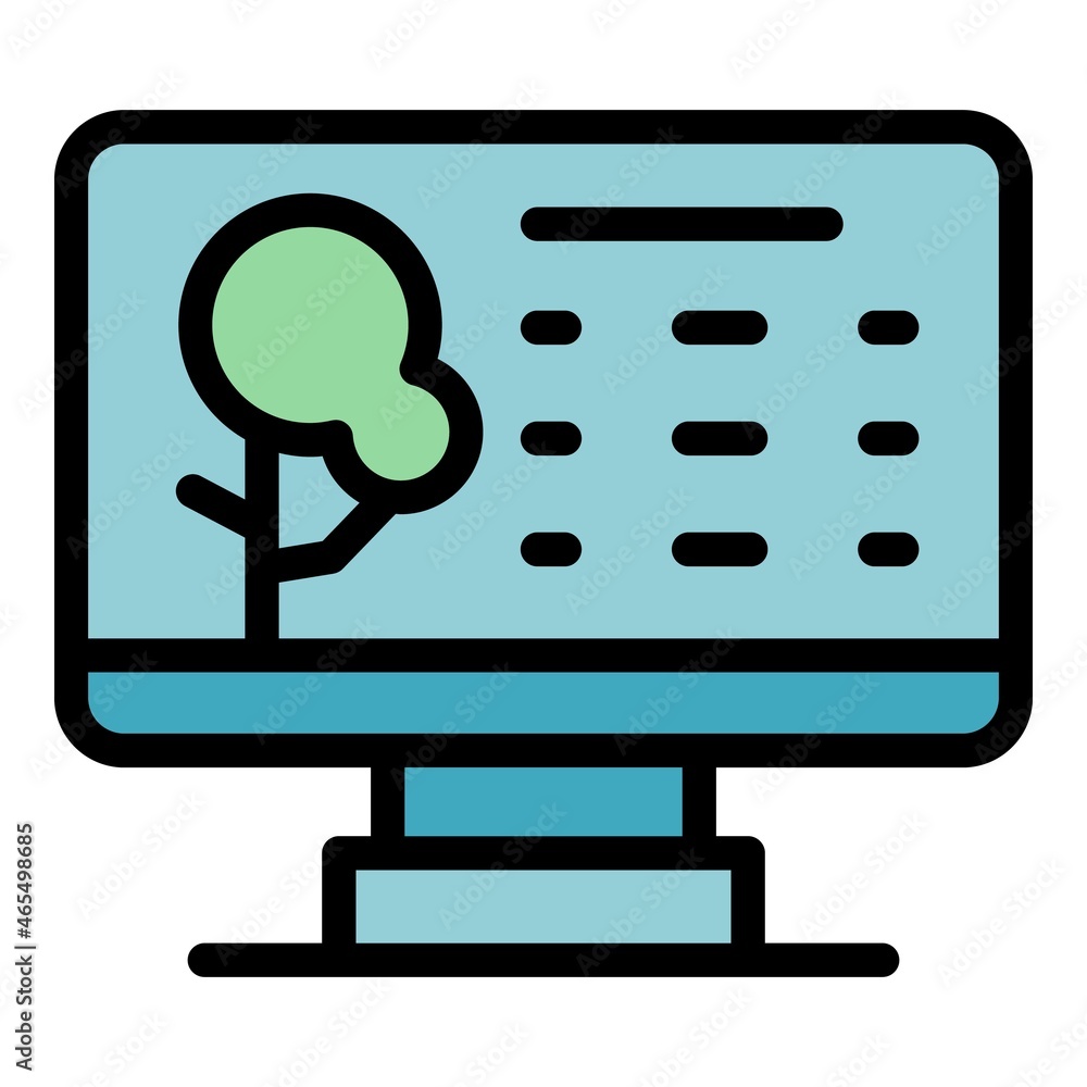 Poster computer landscape designer icon. outline computer landscape designer vector icon color flat isolate