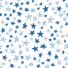 Seamless pattern, star asterisk, white blue design with star element