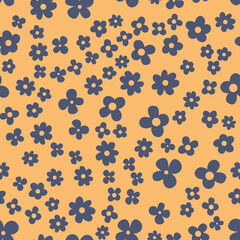 Seamless pattern, pastel flower on yellow background, simple design vector