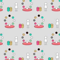 テクノロジー&ミュージアム -シンプルなアイコンイラストパターン-カラー