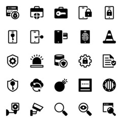 Fototapeta premium Glyph icons for crime and security.