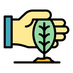 Keep plant growing icon. Outline keep plant growing vector icon color flat isolated