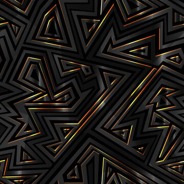 Dark geometric vintage pattern with metal effect.