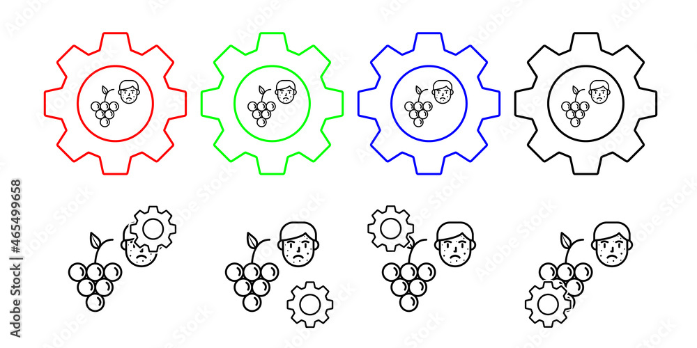 Poster grape, allergic face vector icon in gear set illustration for ui and ux, website or mobile applicati