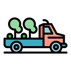 Landscape designer truck icon. Outline landscape designer truck vector icon color flat isolated