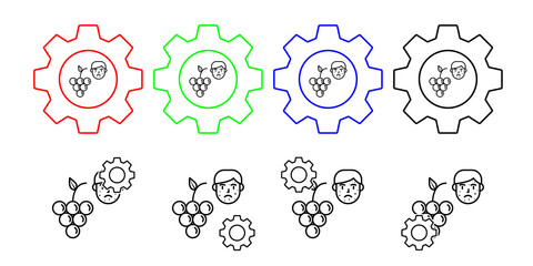 grape, allergic face vector icon in gear set illustration for ui and ux, website or mobile application