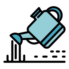 Watering can icon. Outline watering can vector icon color flat isolated
