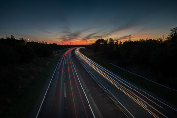 Traffic Light trails on the M1 Motorway in the UK
