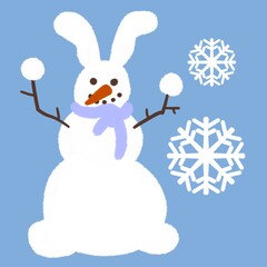 Doodle Christmas snowman on blue background for fabrics and textiles 