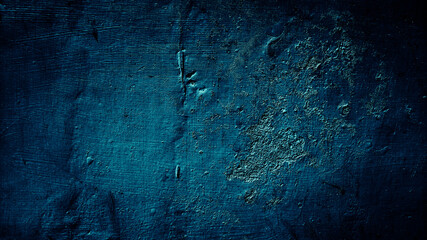 dark blue grunge background of old wall