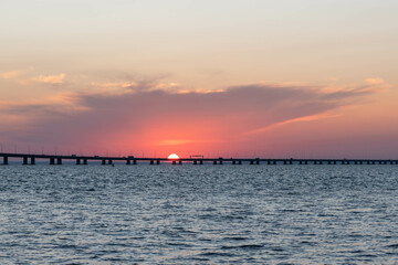 Fototapeta na wymiar Vasco of Gama Bridge at sunrise
