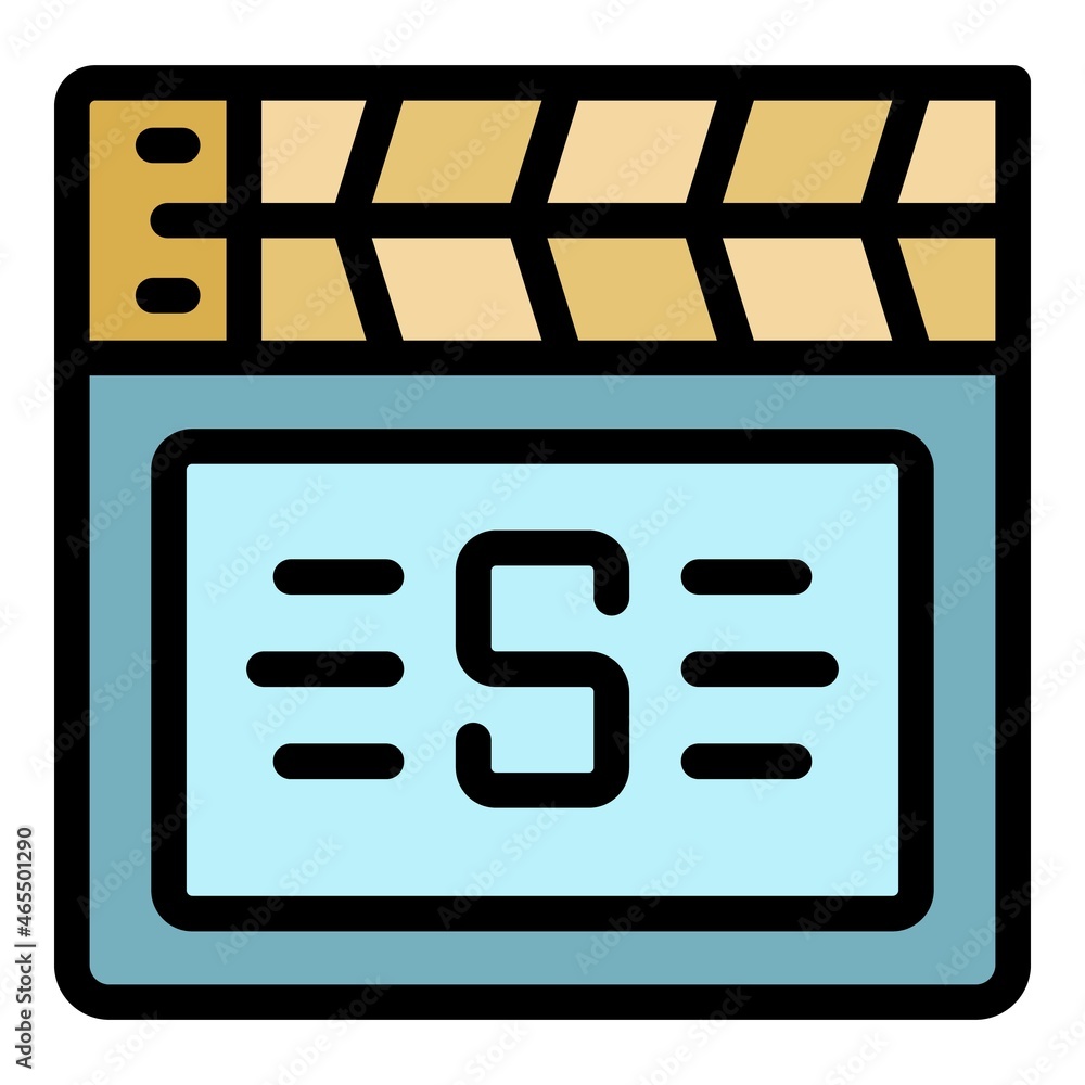 Poster clapperboard icon. outline clapperboard vector icon color flat isolated