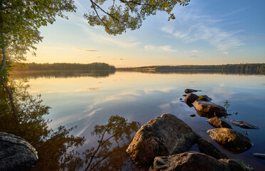 Beautiful lake view in summer night