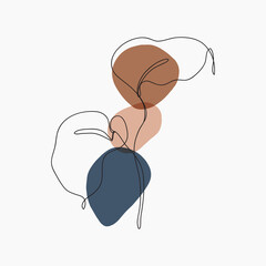 Botanical Continuous line art in elegant style. Foliage line art drawing with abstract shape.  Abstract Plant Art design for print, cover, wallpaper, Minimal and  natural wall art. Vector illustration