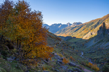 mountain landscape in the pyrenees in autumn