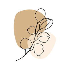 Botanical Continuous line art in elegant style. Foliage line art drawing with abstract shape.  Abstract Plant Art design for print, cover, wallpaper, Minimal and  natural wall art. Vector illustration