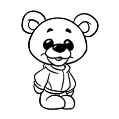 Naklejka premium Little bear teddy jacket character smile illustration cartoon coloring