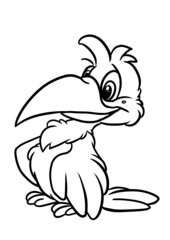 Kind bird smile character illustration cartoon coloring