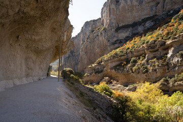 Fototapeta premium autumn landscape in a canyon in foz de lumbier