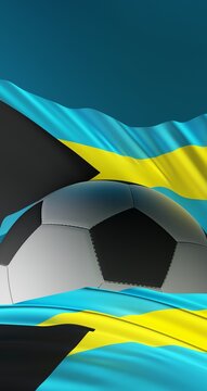 Soccer Ball with Abstract The Bahamas Flag Illustration 3D Rendering (3D Artwork)