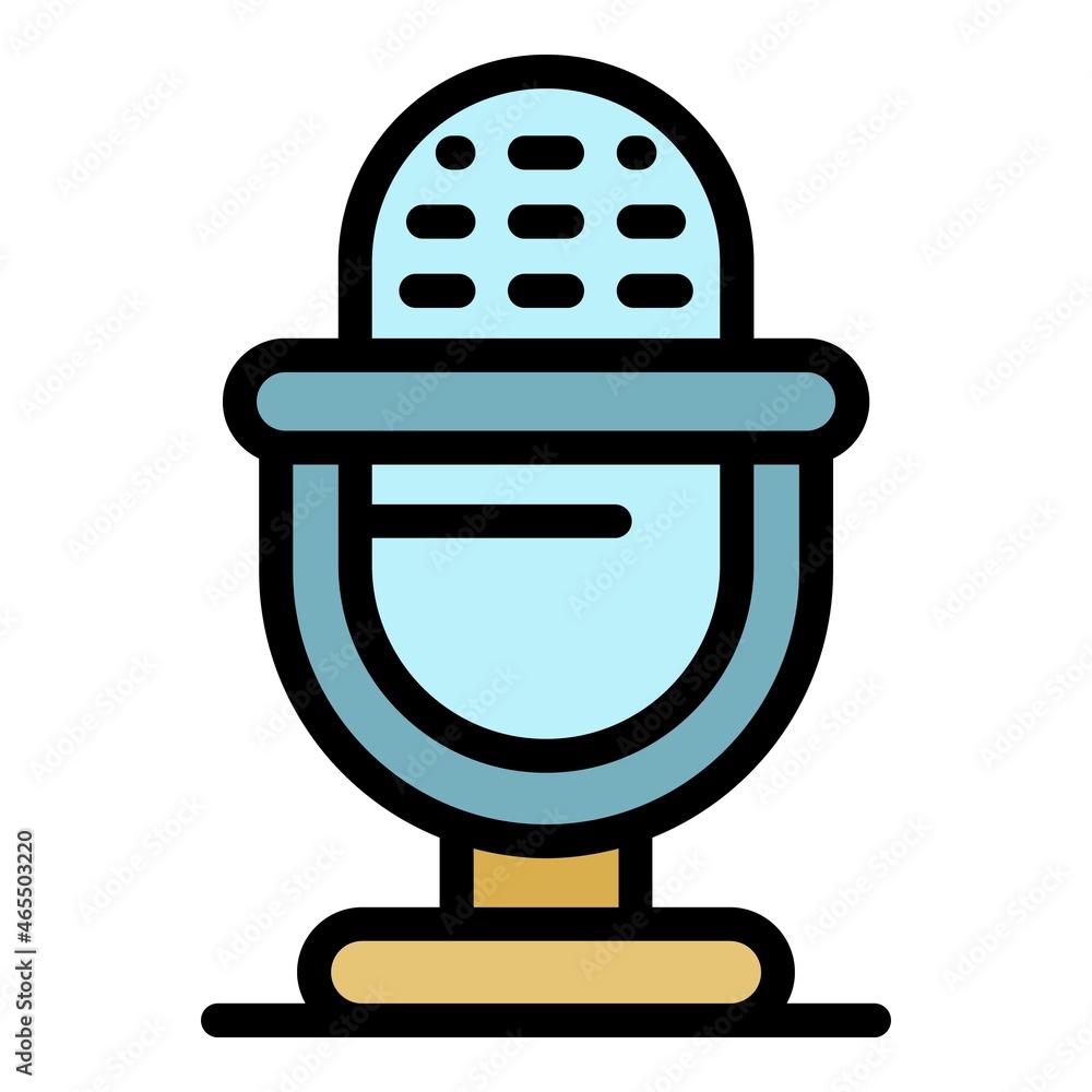 Poster retro microphone icon. outline retro microphone vector icon color flat isolated