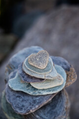 Stone Heart On Pebble Stack - 465503252