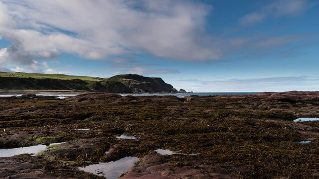 Fraserburgh, Scotland, UK, Beach Area Time Lapse.  The Broch or Faithlie is a town in Aberdeenshire, Scotland 