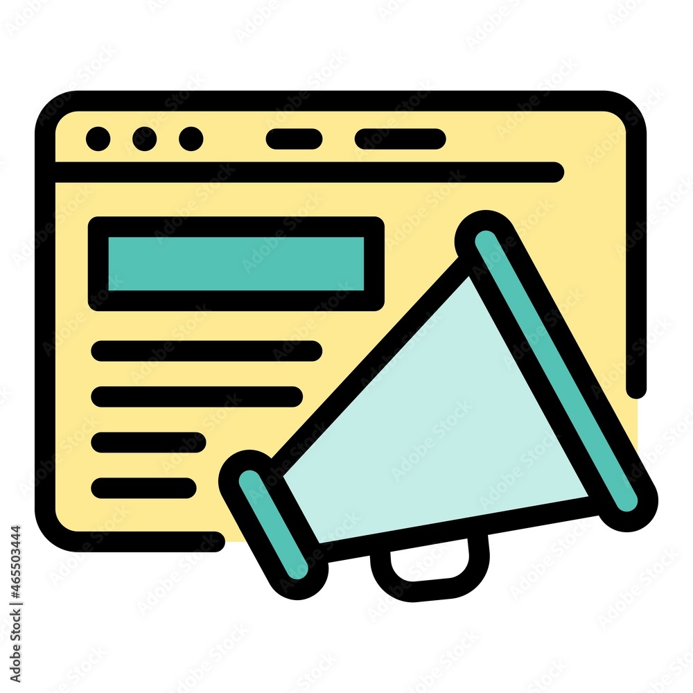 Poster megaphone web design icon. outline megaphone web design vector icon color flat isolated