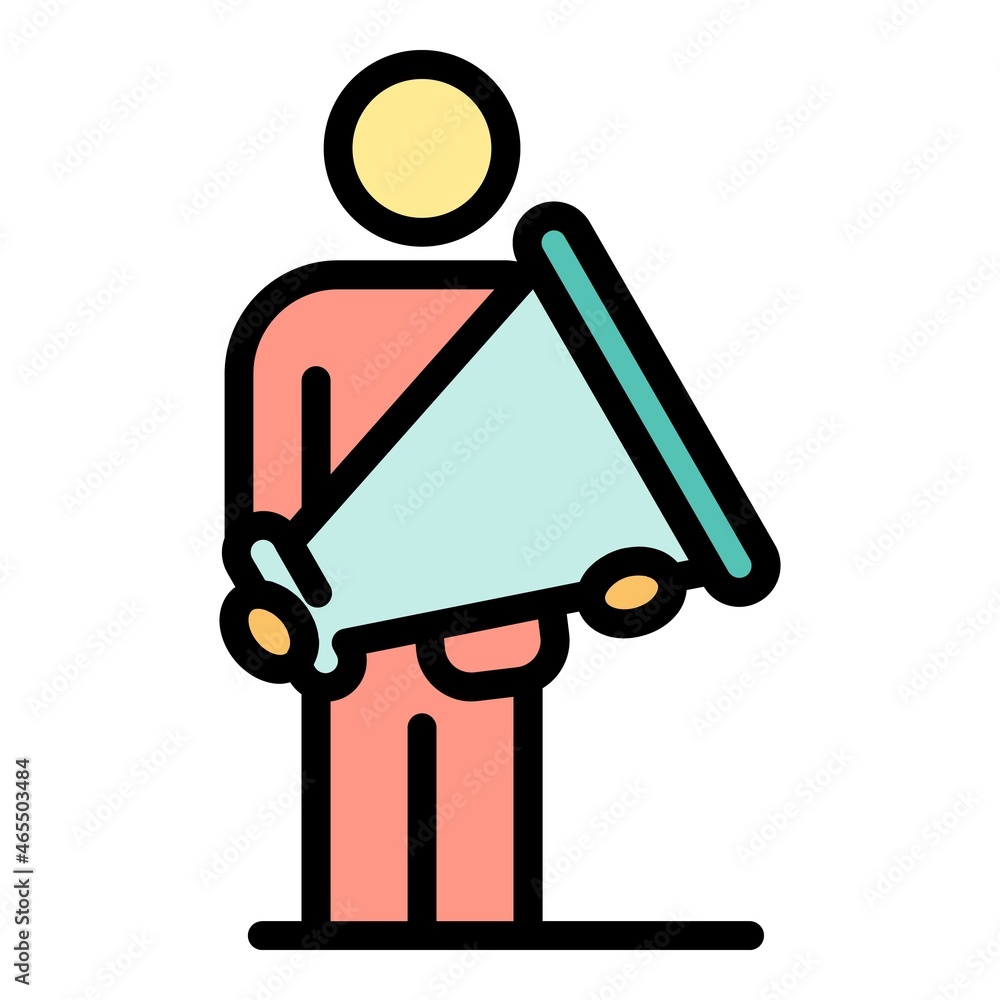 Aufkleber man with megaphone icon. outline man with megaphone vector icon color flat isolated