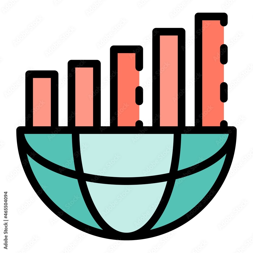 Poster global chart bars icon. outline global chart bars vector icon color flat isolated