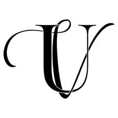 uv, vu, monogram logo. Calligraphic signature icon. Wedding Logo Monogram. modern monogram symbol. Couples logo for wedding