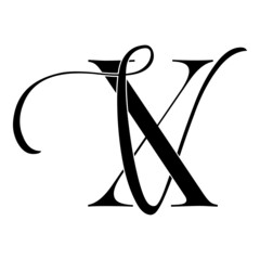 xv, vx, monogram logo. Calligraphic signature icon. Wedding Logo Monogram. modern monogram symbol. Couples logo for wedding