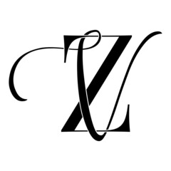 zv, vz, monogram logo. Calligraphic signature icon. Wedding Logo Monogram. modern monogram symbol. Couples logo for wedding