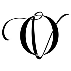 ov, vo, monogram logo. Calligraphic signature icon. Wedding Logo Monogram. modern monogram symbol. Couples logo for wedding