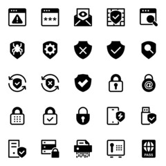 Glyph icons for cyber security.