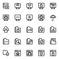 Outline icons for cyber security.