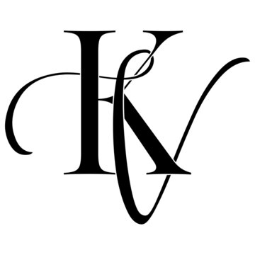 kv, vk, monogram logo. Calligraphic signature icon. Wedding Logo Monogram. modern monogram symbol. Couples logo for wedding