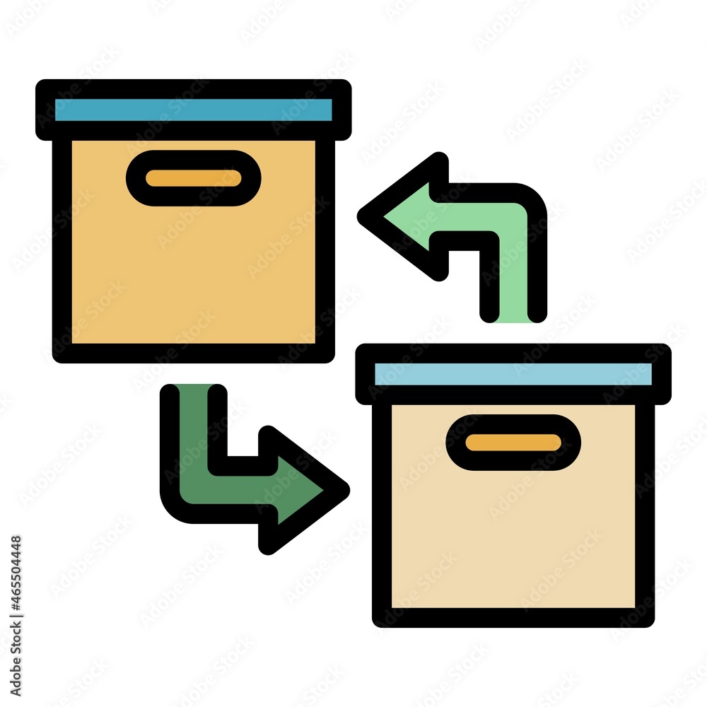 Poster exchange manager box icon. outline exchange manager box vector icon color flat isolated