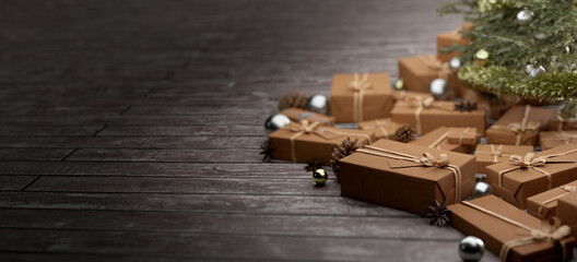 Christmas background with christmas decoration - 3d rendering