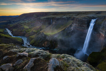 Haifoss is a waterfall in Fossá river that cascades into the Fossardalur - Iceland