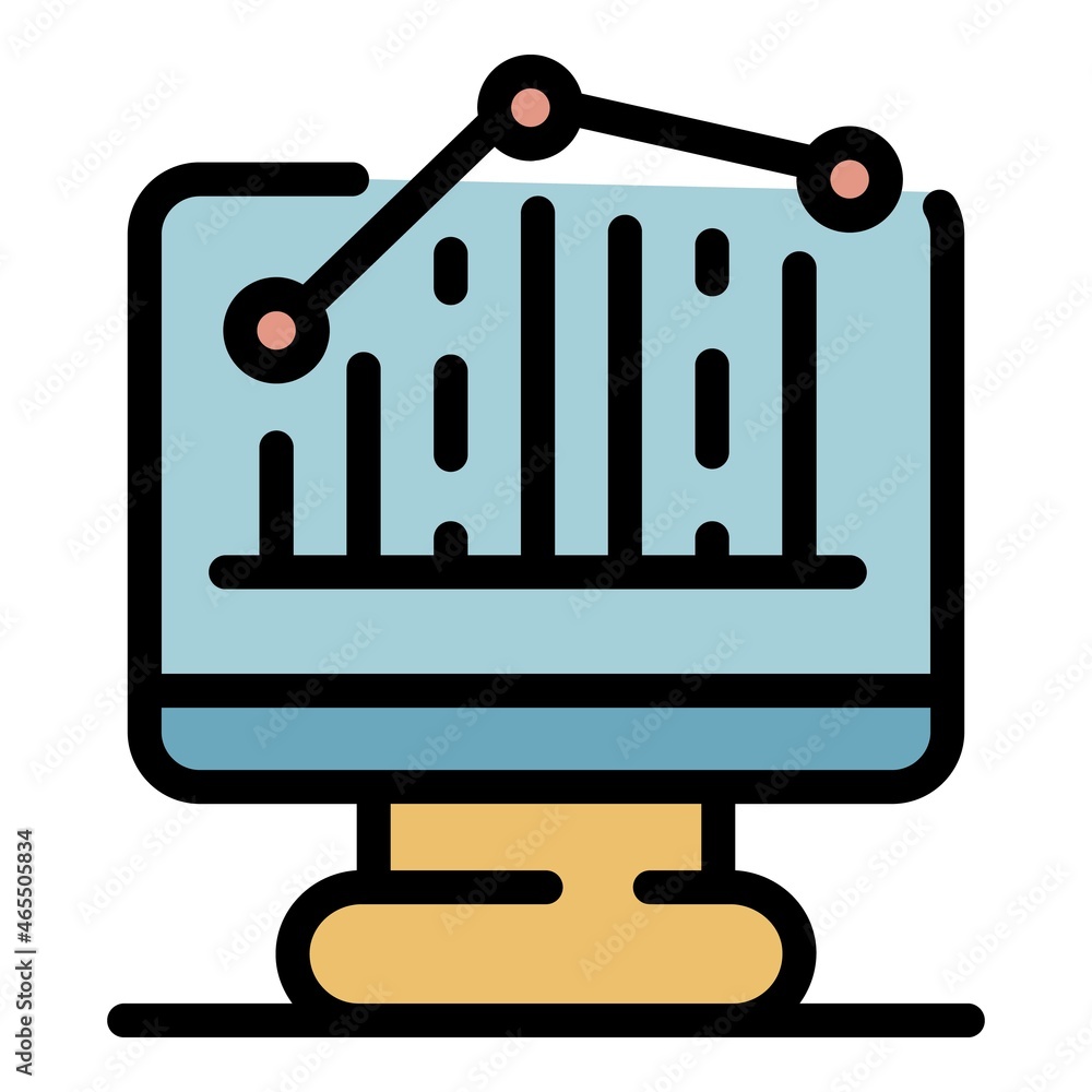 Poster graph chart design icon. outline graph chart design vector icon color flat isolated