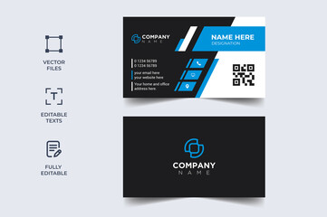 Creative Business Card Design Template black and blue vector print ready ai format (source file)