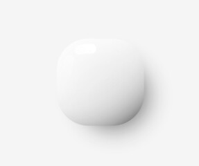 White glossy button with shadow
