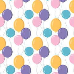 Colorful balloon seamless pattern isolated on white background. Vector illustration for birthday anniversary party,wrapping paper,textile design.